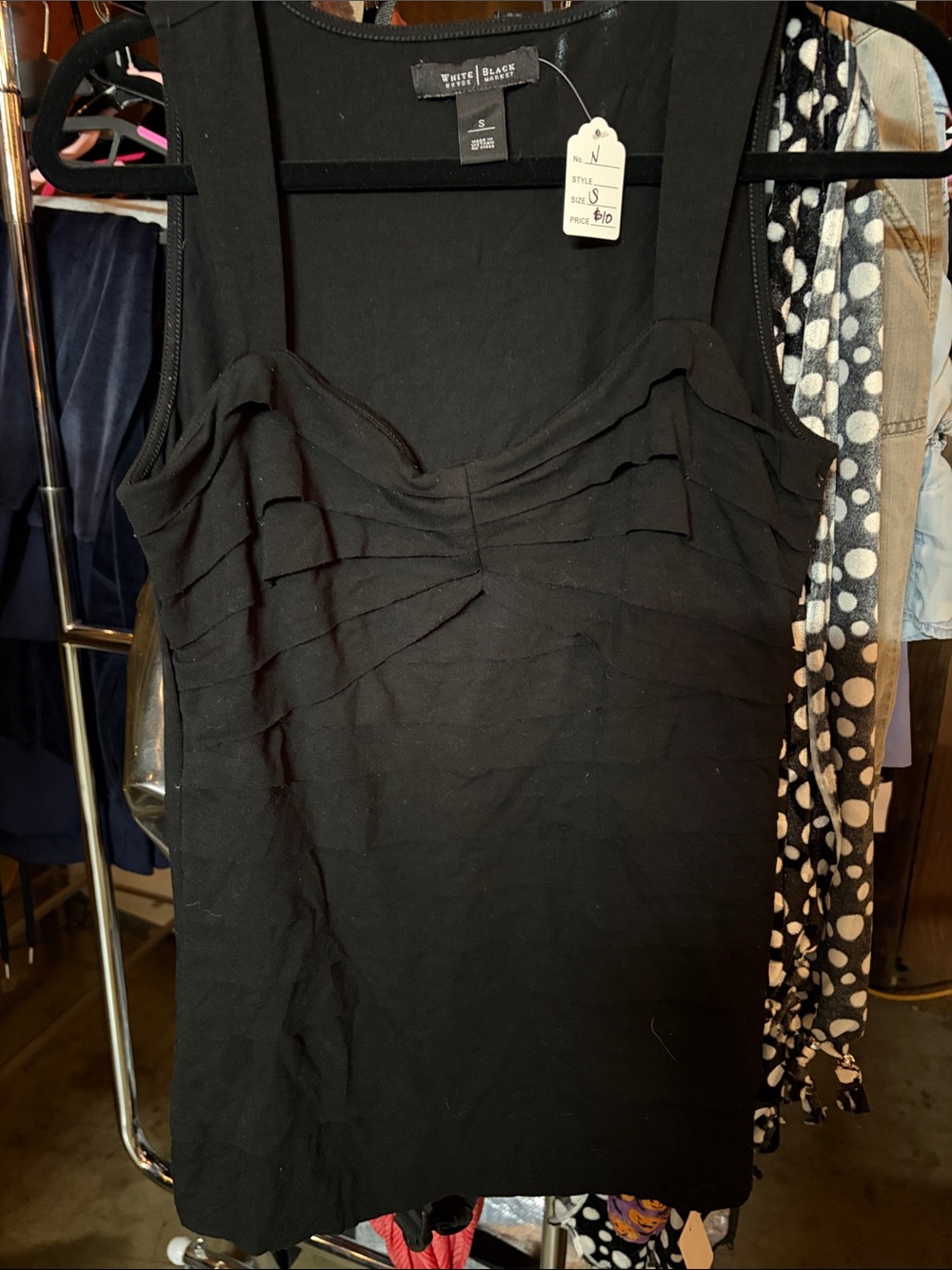 White House Black Market Black Pleated Bust Tank